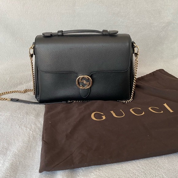 Gucci Dollar Interlocking G top handle leather Bag - black - Picture 7 of 10